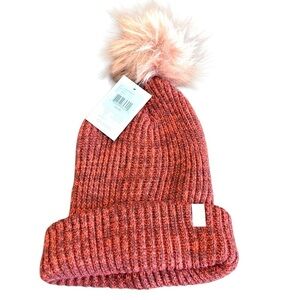 NWT Brixton Alison Knit Pom Pom Beanie Orange and Brown New